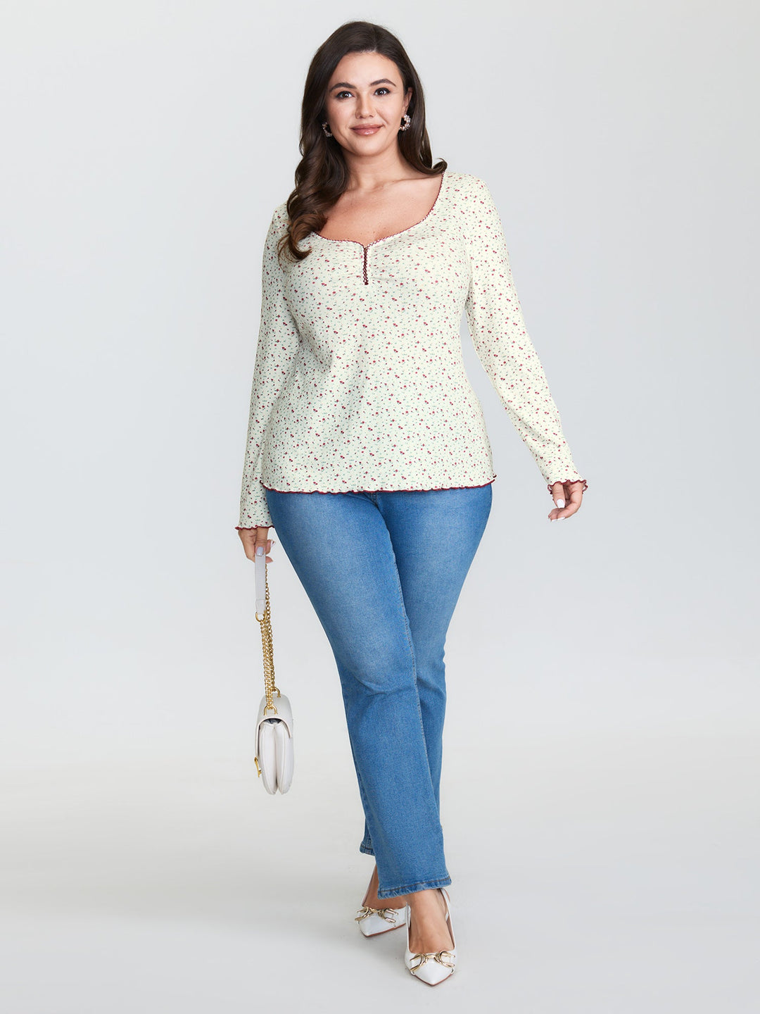 Supersoft Micro Floral Print Knit Top