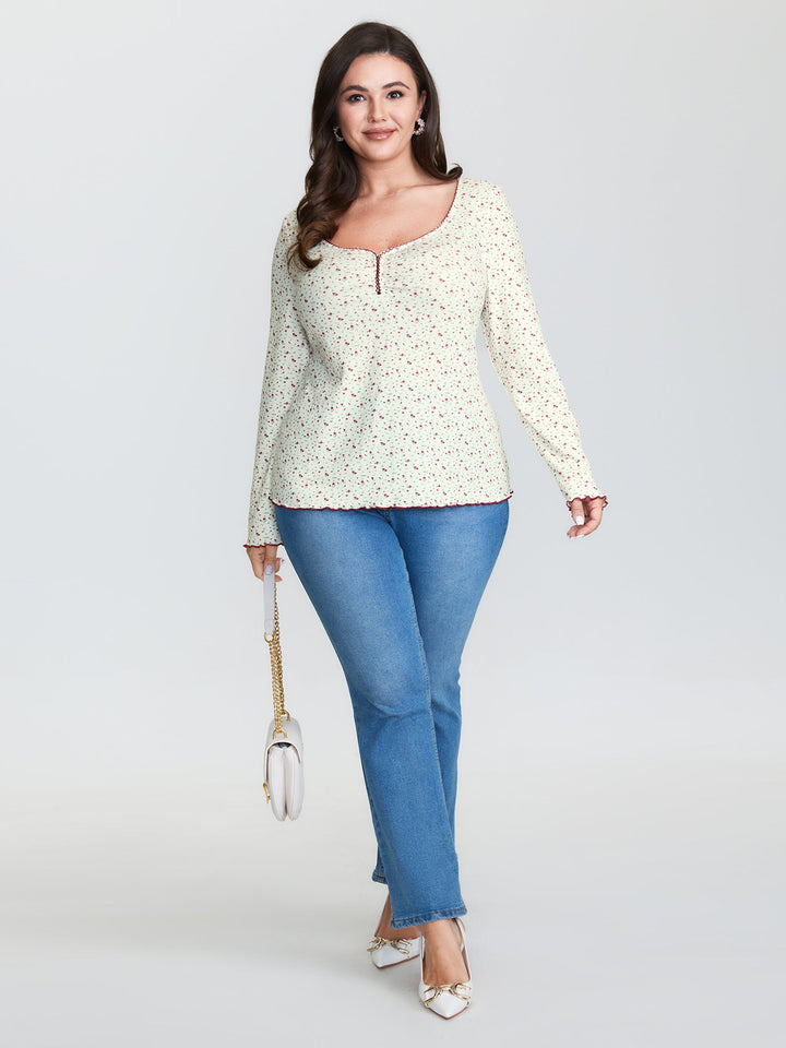 Supersoft Micro Floral Print Knit Top