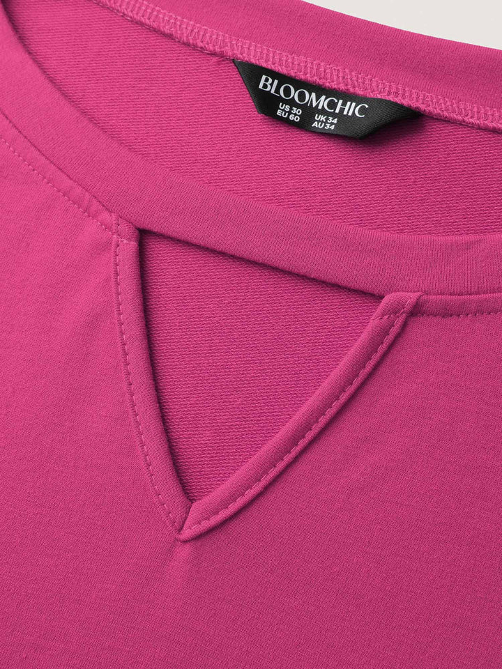 Sequin Spliced Cut-Out Neck Sweatshirt