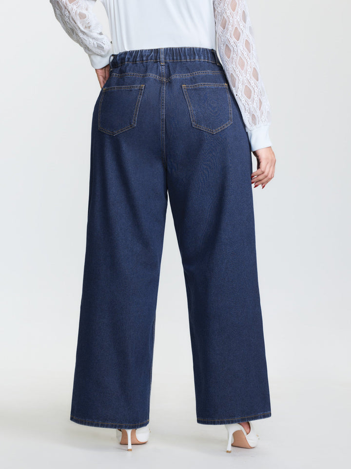 Cotton Mid-Rise Wide-Leg Jeans