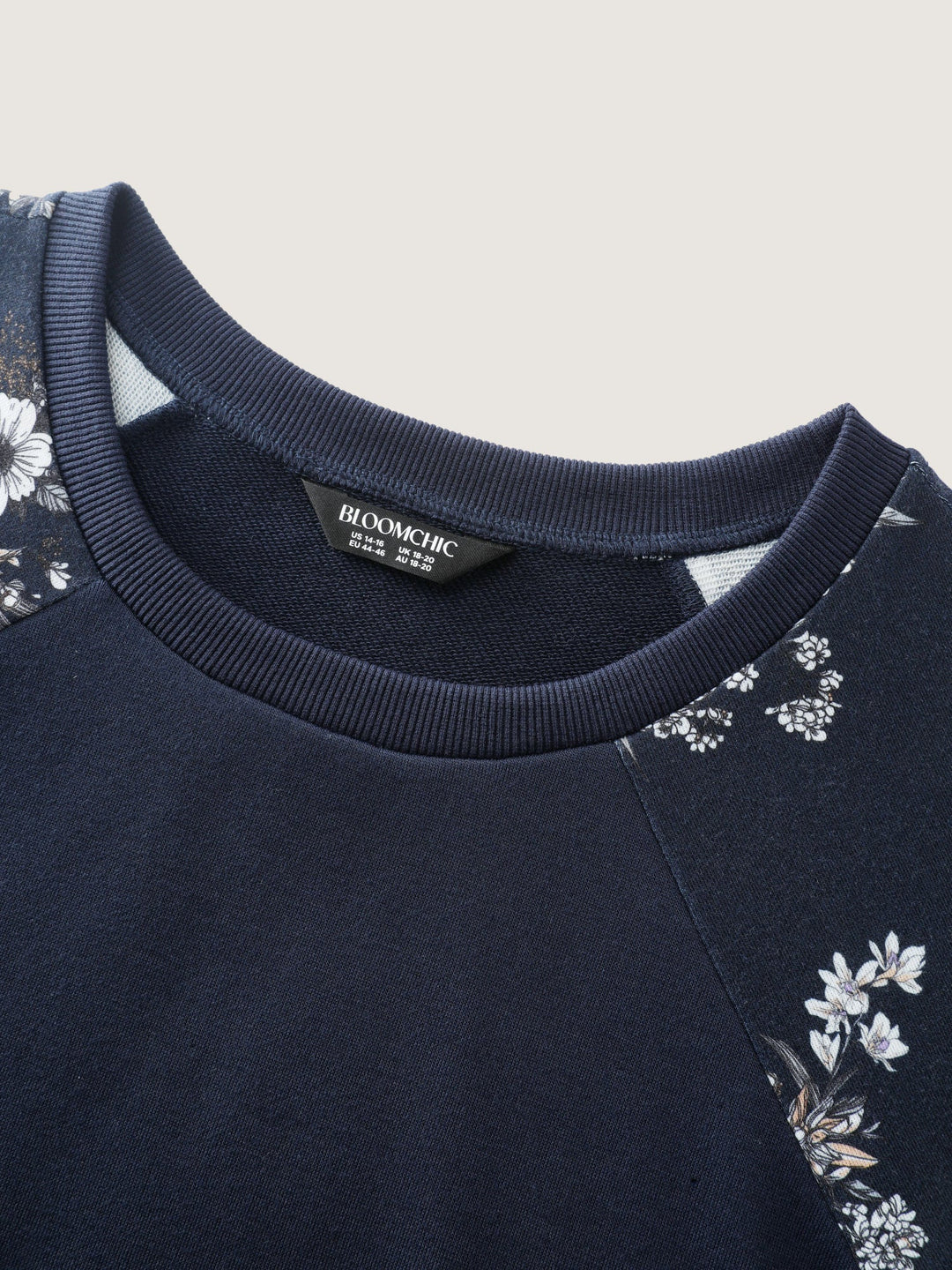 Floral Raglan Sleeve Plain Sweatshirt