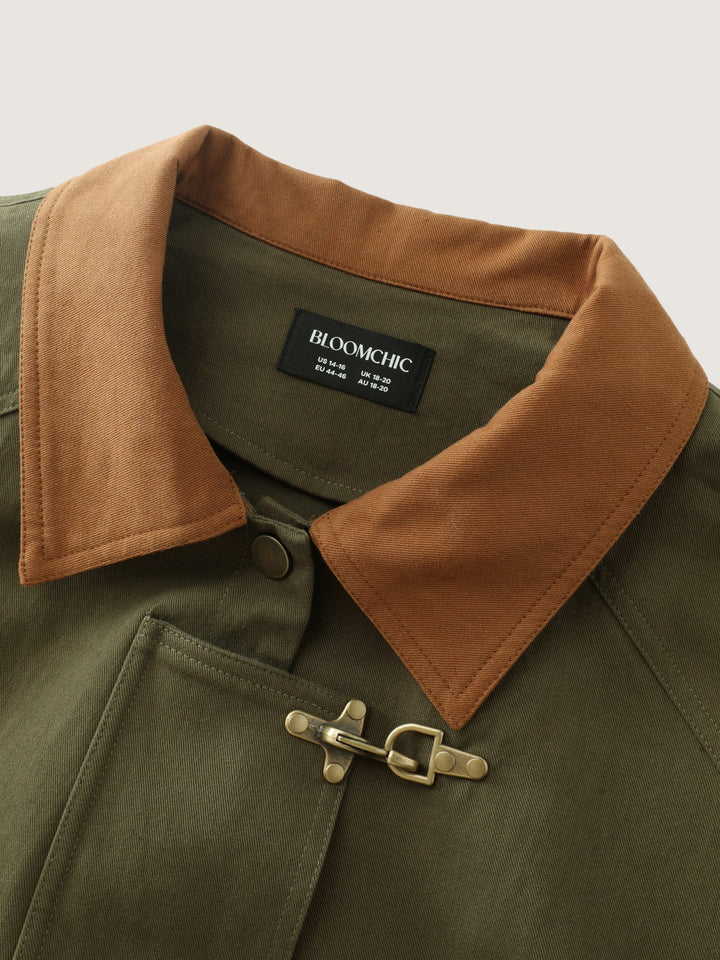 Pure Cotton Color Contrast Button Jacket