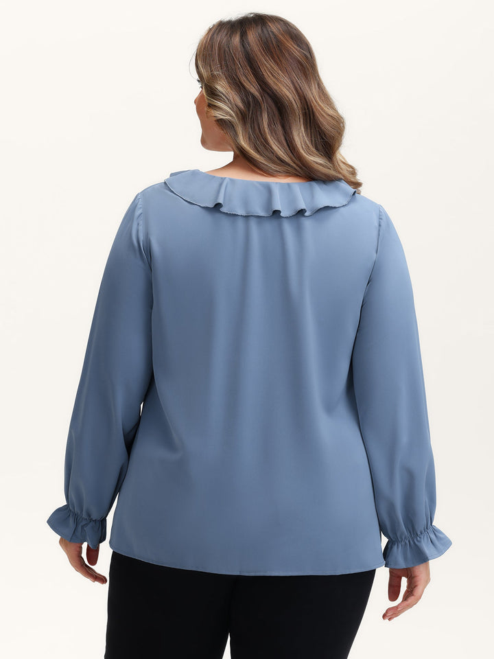 Lotus Leaf Edge Toothpick Pleats Blouse