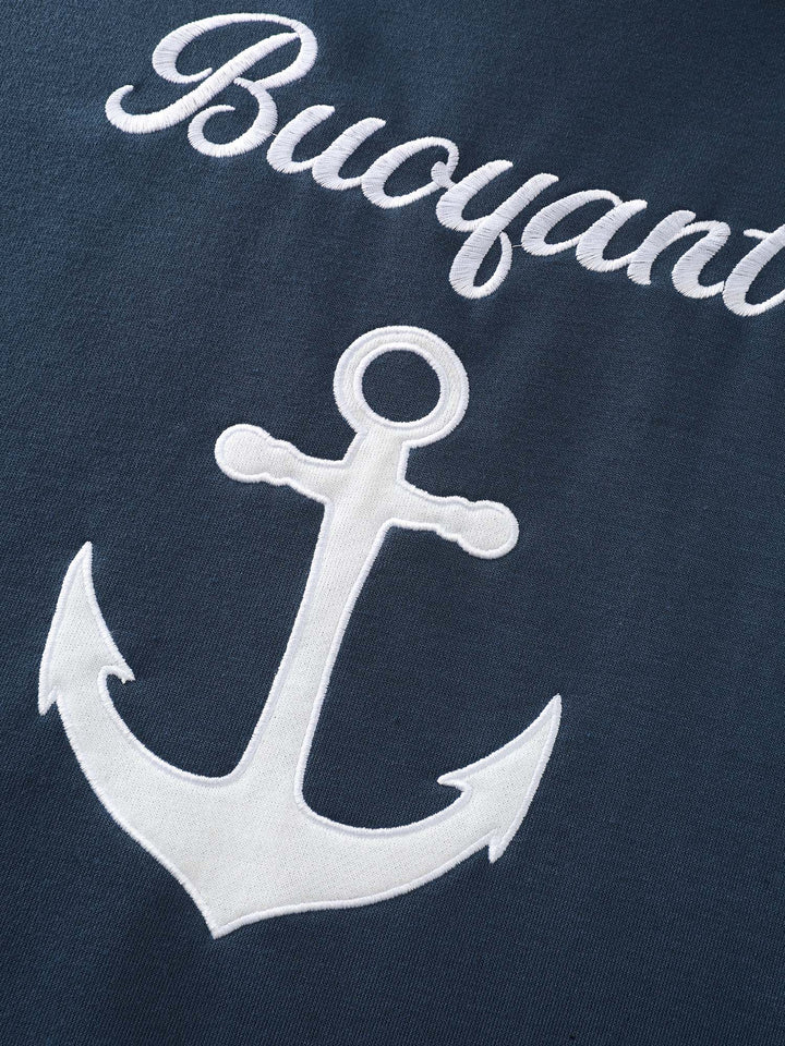 Anchor Applique Embroidery Contrast Sweatshirt