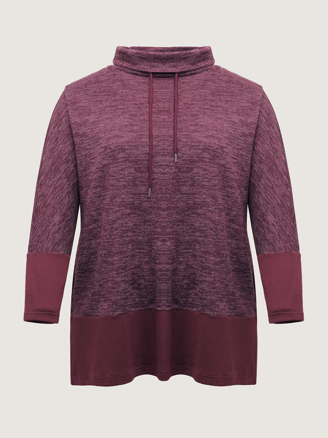 Heather Texture High-Neck Contrast Sweatshirt