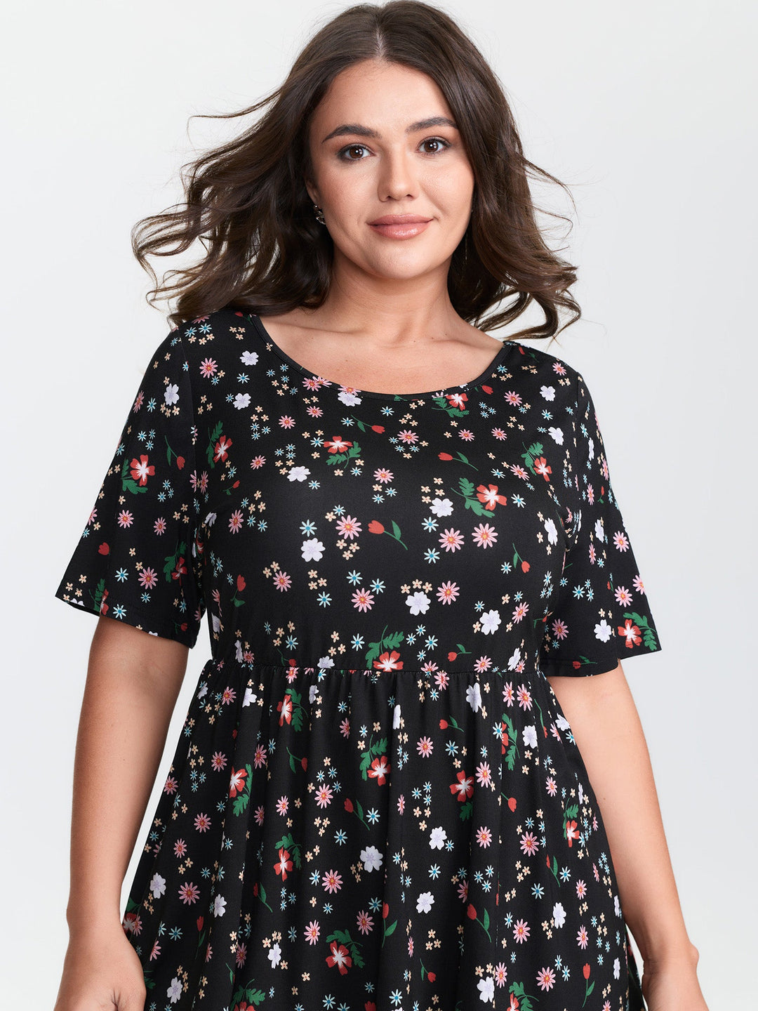 Stretchy Crisscross Back Floral Knit Top