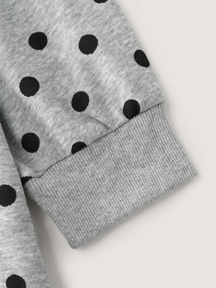 Polka Dot Drawstring Neck Hoodie