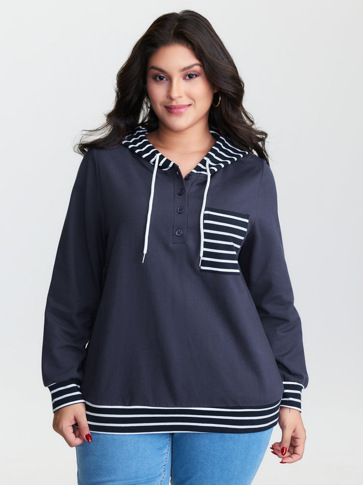 Pure Cotton Color Contrast Hoodie