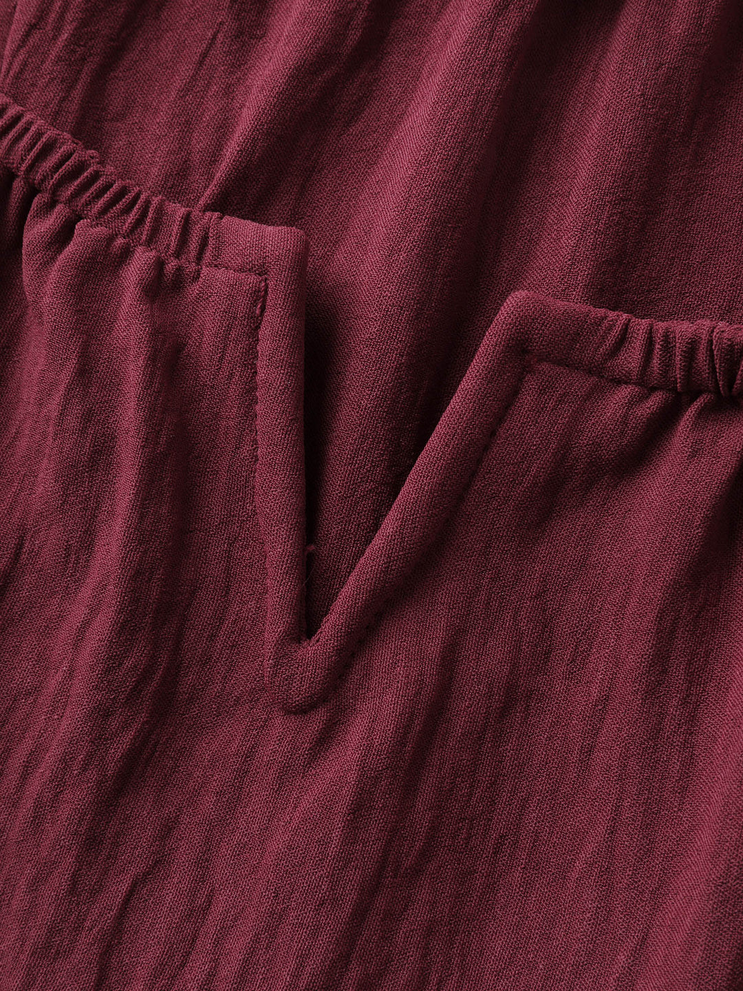 Stretchy Neckline Waist-Cinched Solid Blouse
