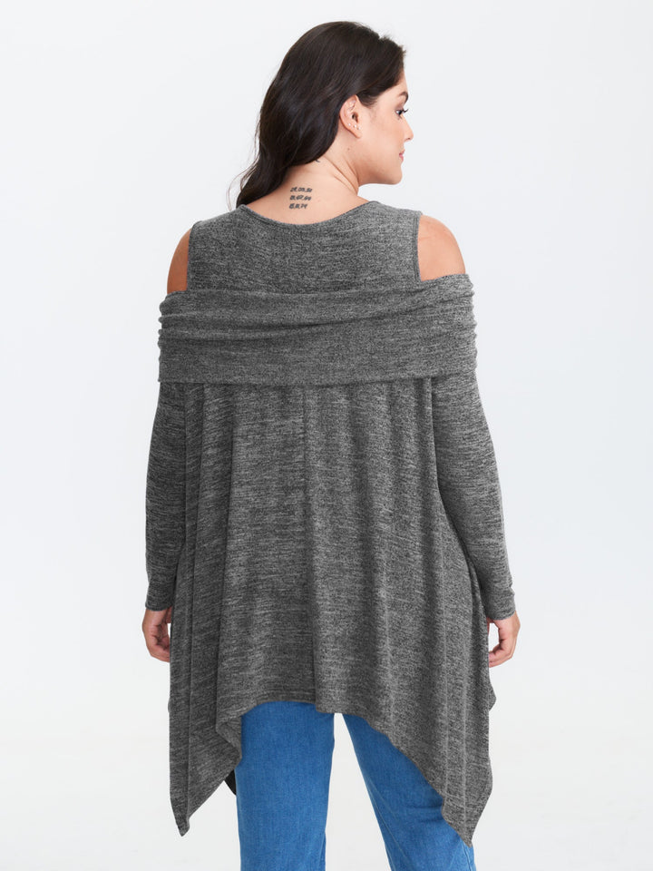 Supersoft Off-Shoulder Pleated Asymmetrical Hem Top