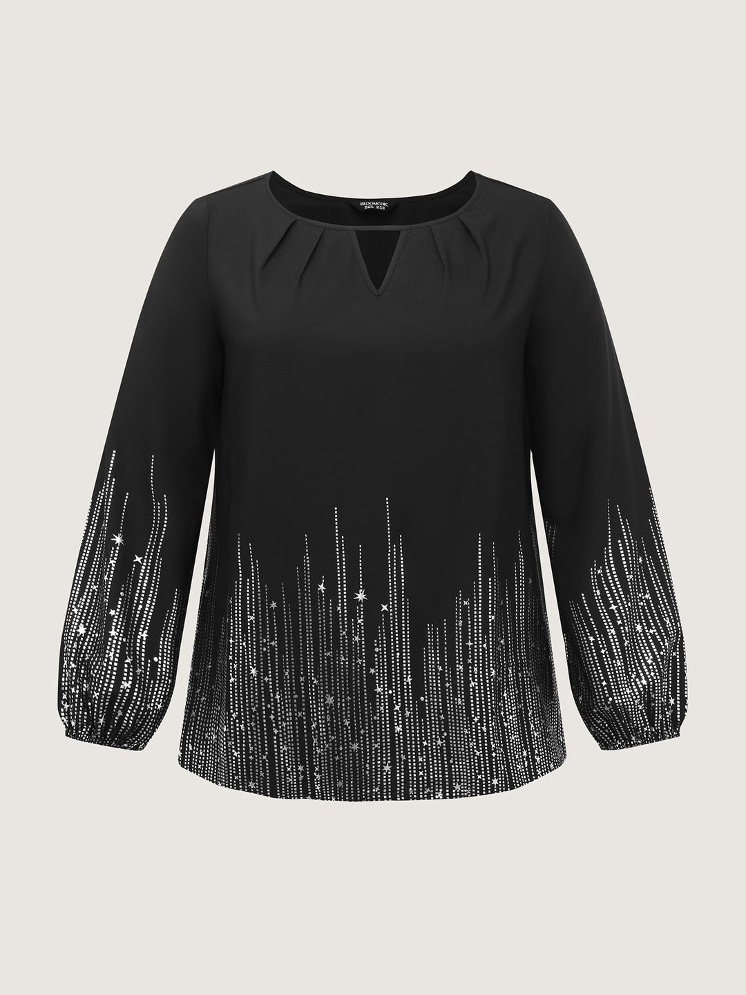 Shimmery Cut-Out Neck Blouse