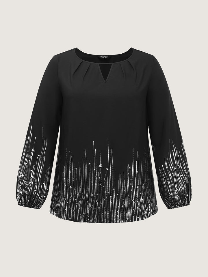 Shimmery Cut-Out Neck Blouse