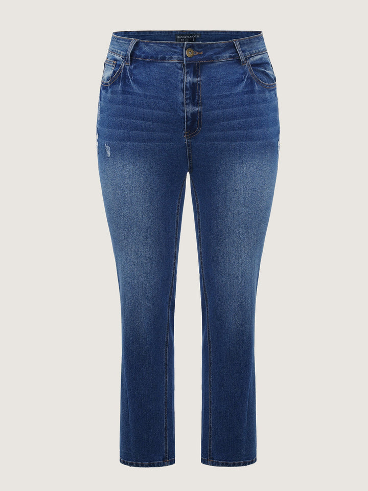 Stretchy Mid-Rise Straight-Leg Jeans