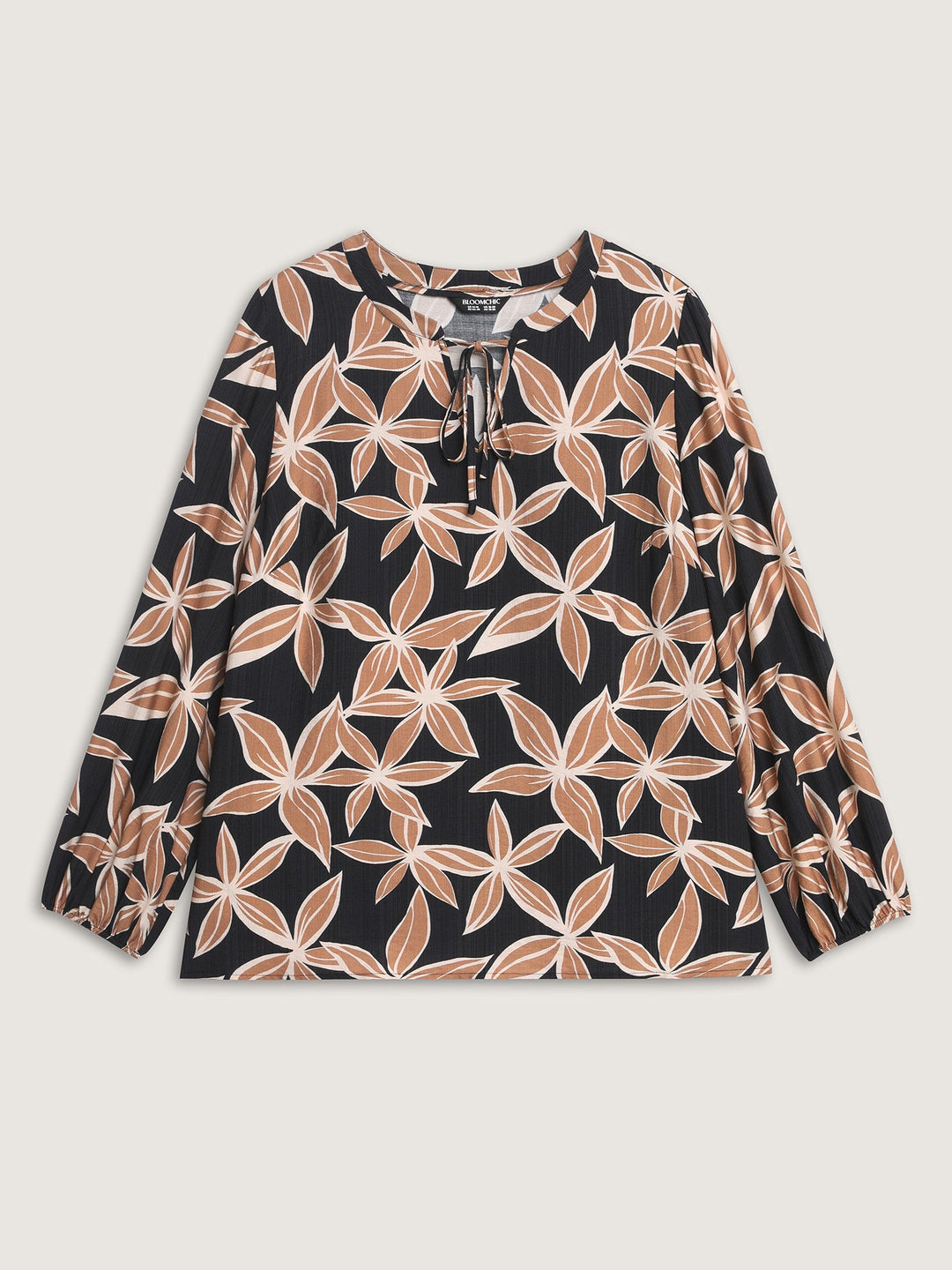 Large Floral Print Notched Collar Blouse