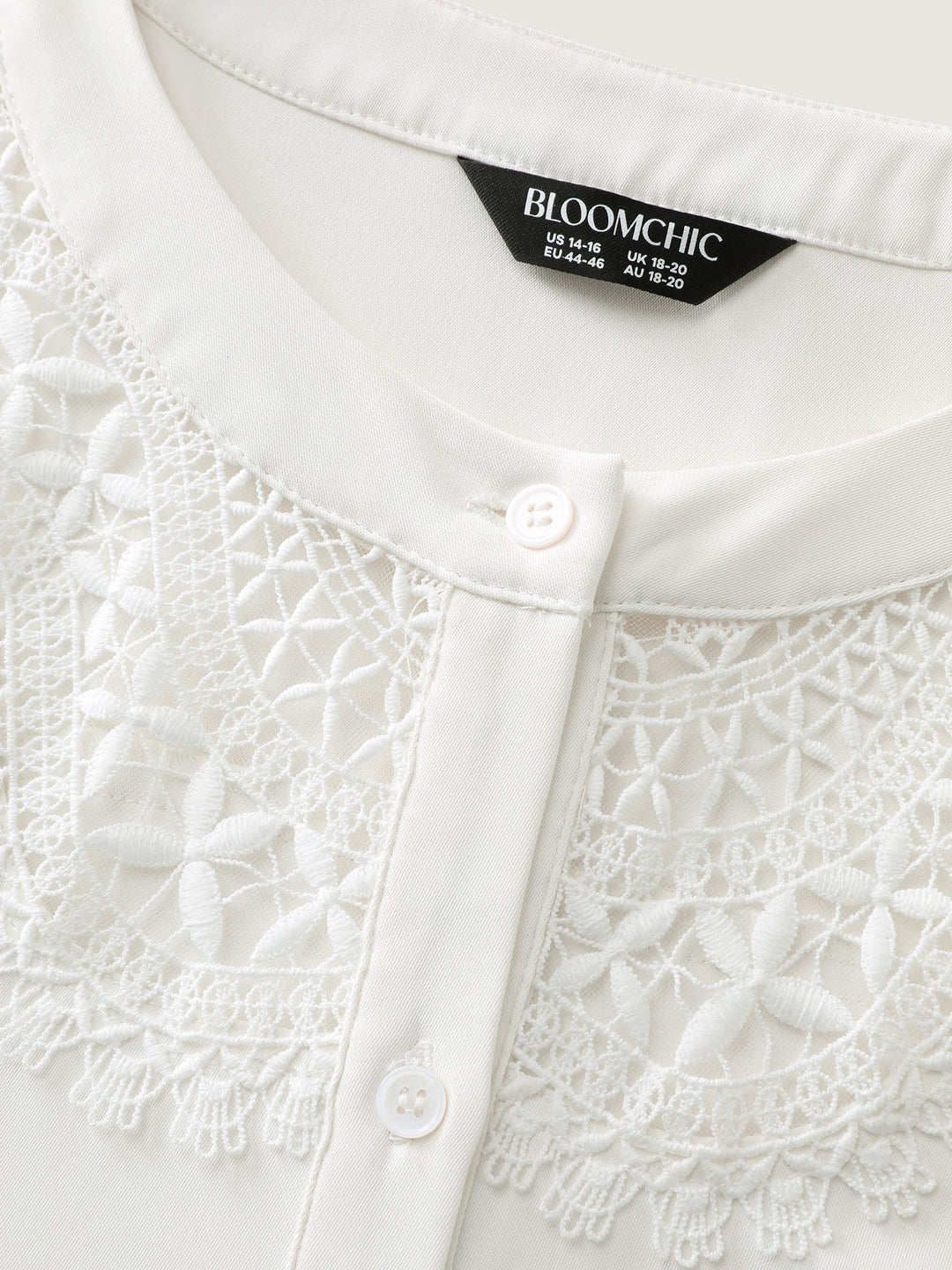 Sheer Neckline Ruffled Cuff Sleeve Blouse