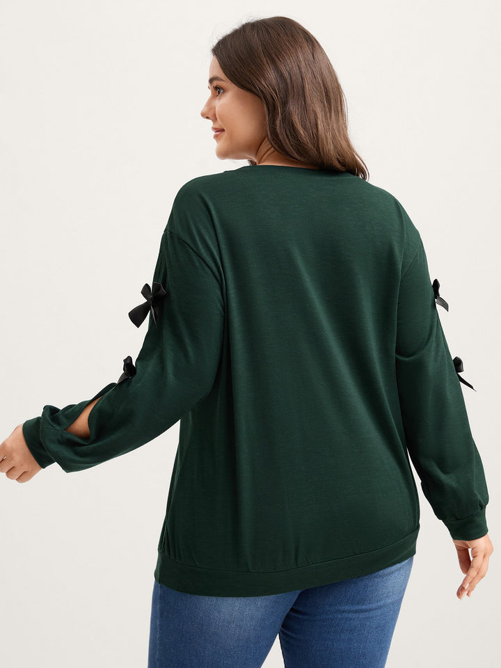 Bow-Knot Sleeve Cut-Out Sweatshirt
