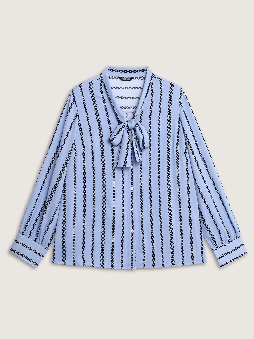 Loop Striped Bow-Tie Neckline Blouse