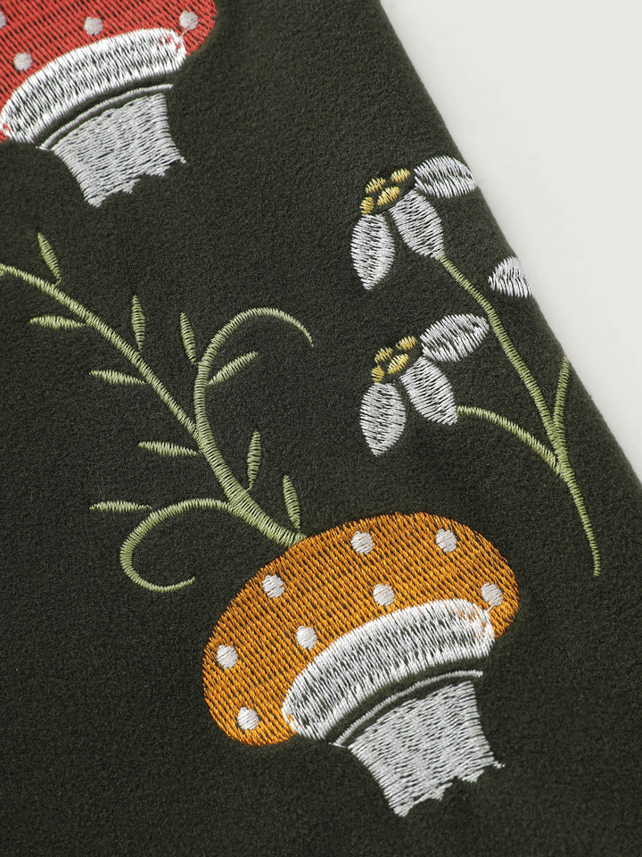 Plush Mushroom Embroidered Sleeve Sweatshirt