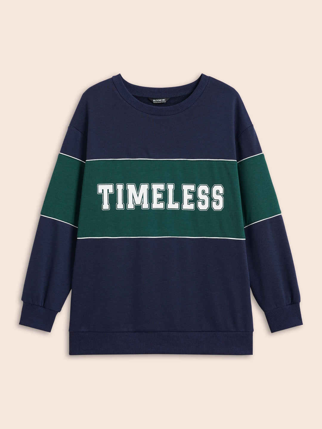 Crew Neck Letter Print Contrast Sweatshirt