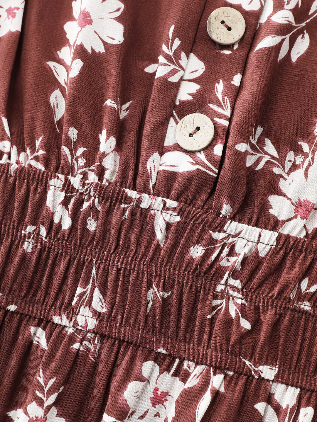 Floral Print Cinched Flared Blouse