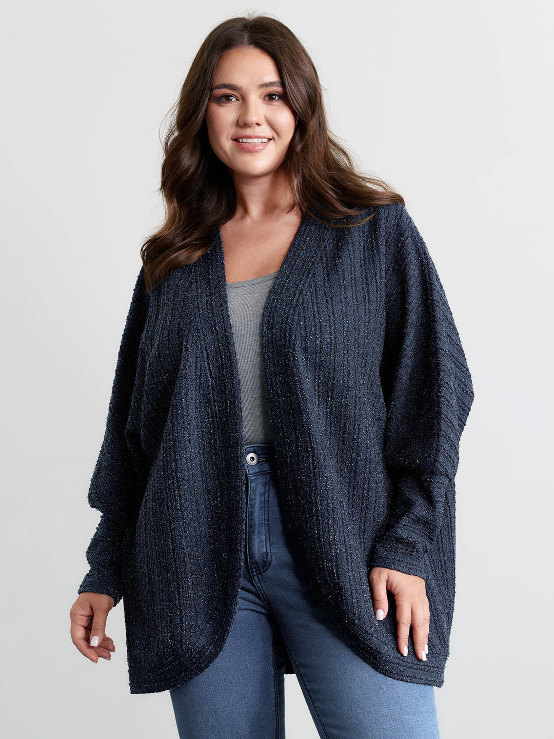 Raglan Sleeve Curvy Hem Jacket