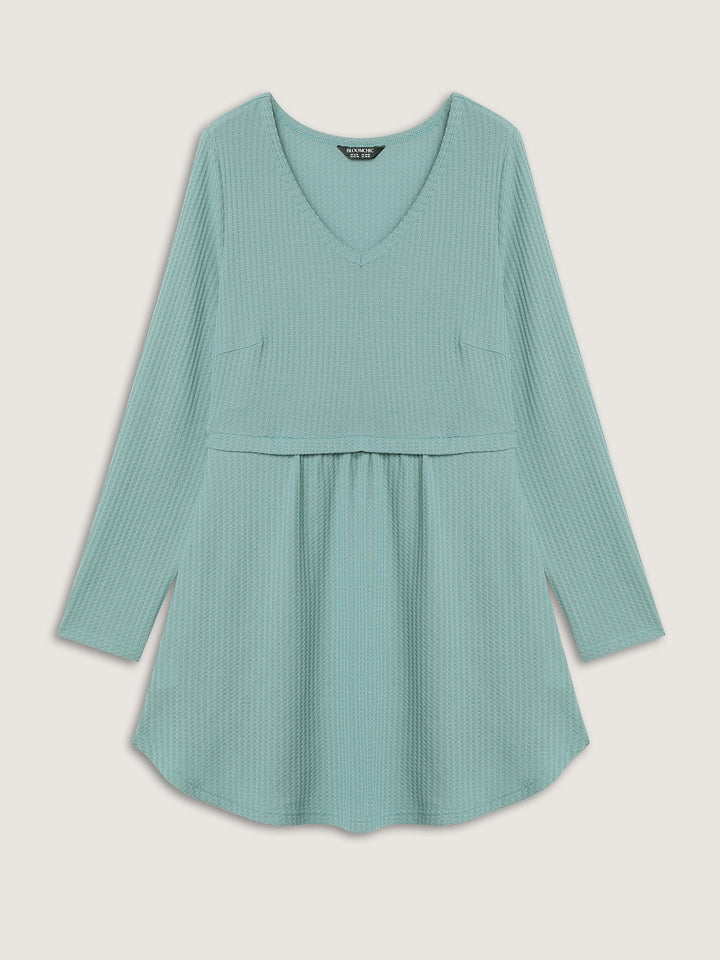 Layered V-Neck Fit and Flare Knit Top