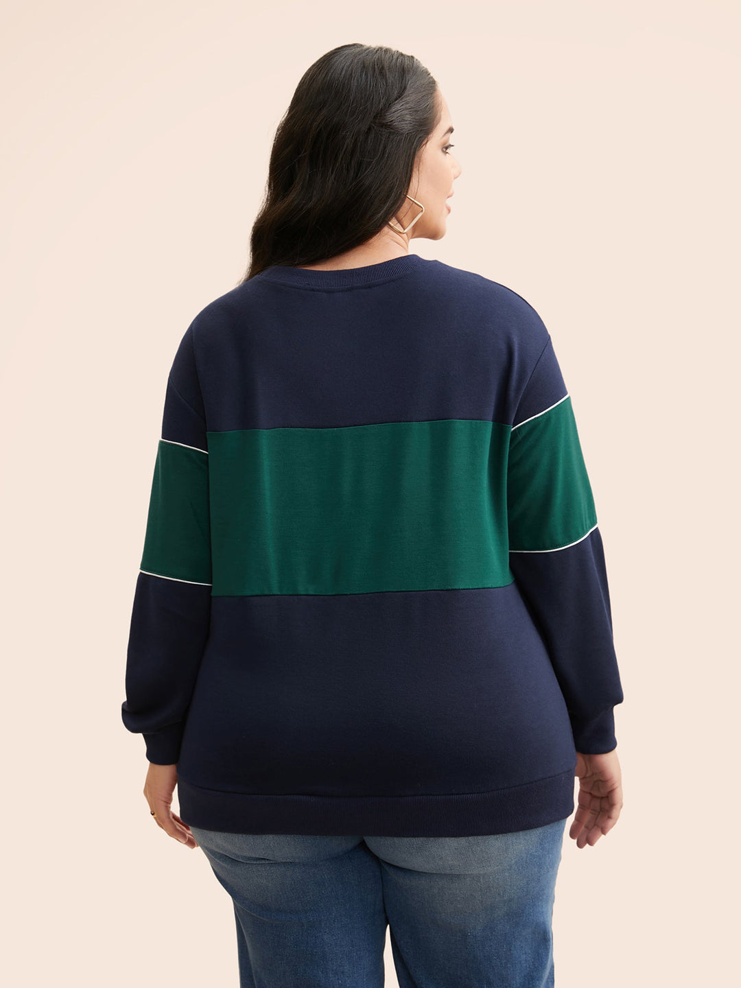 Crew Neck Letter Print Contrast Sweatshirt