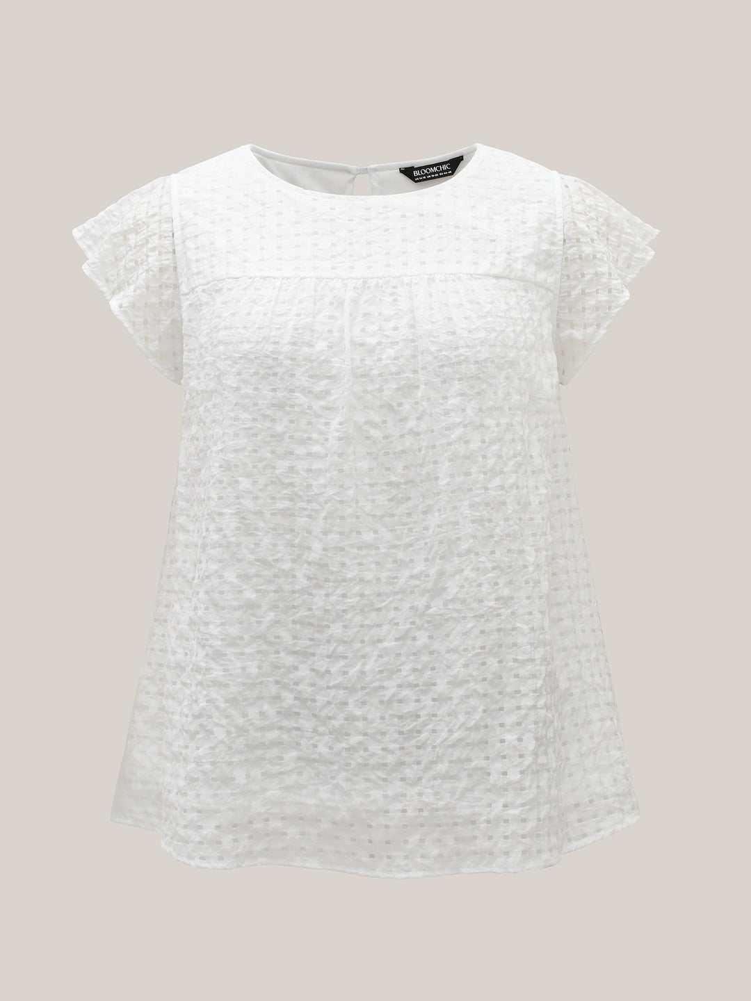 Textured Sheer Lined Flutter Sleeve Blouse