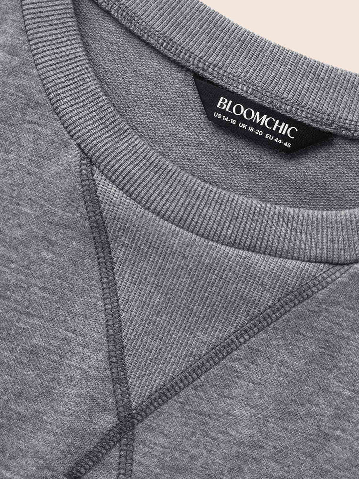 Round Neck Stitch Slightly Stretchy Sweatshirt