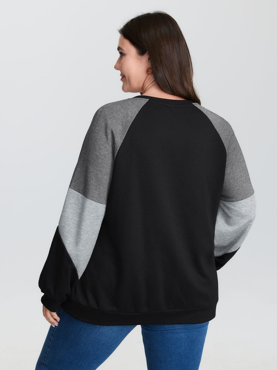 Stretchy Colorblock Round Neck Sweatshirt