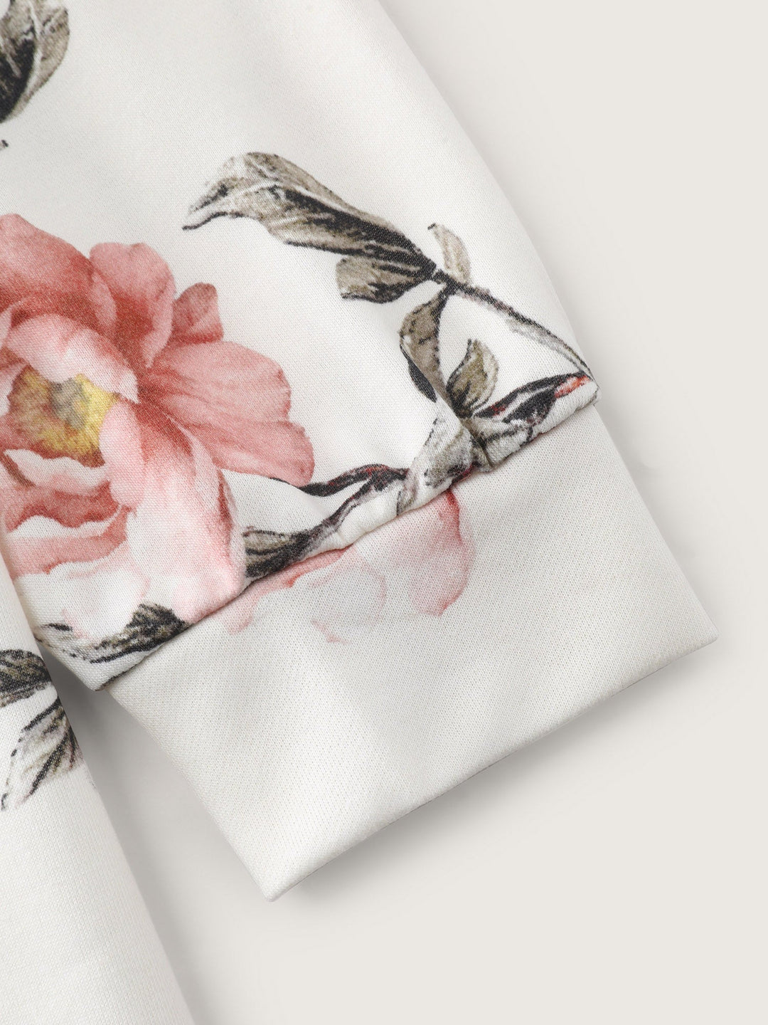 Rose Print Drop Shoulder Sweatshirt