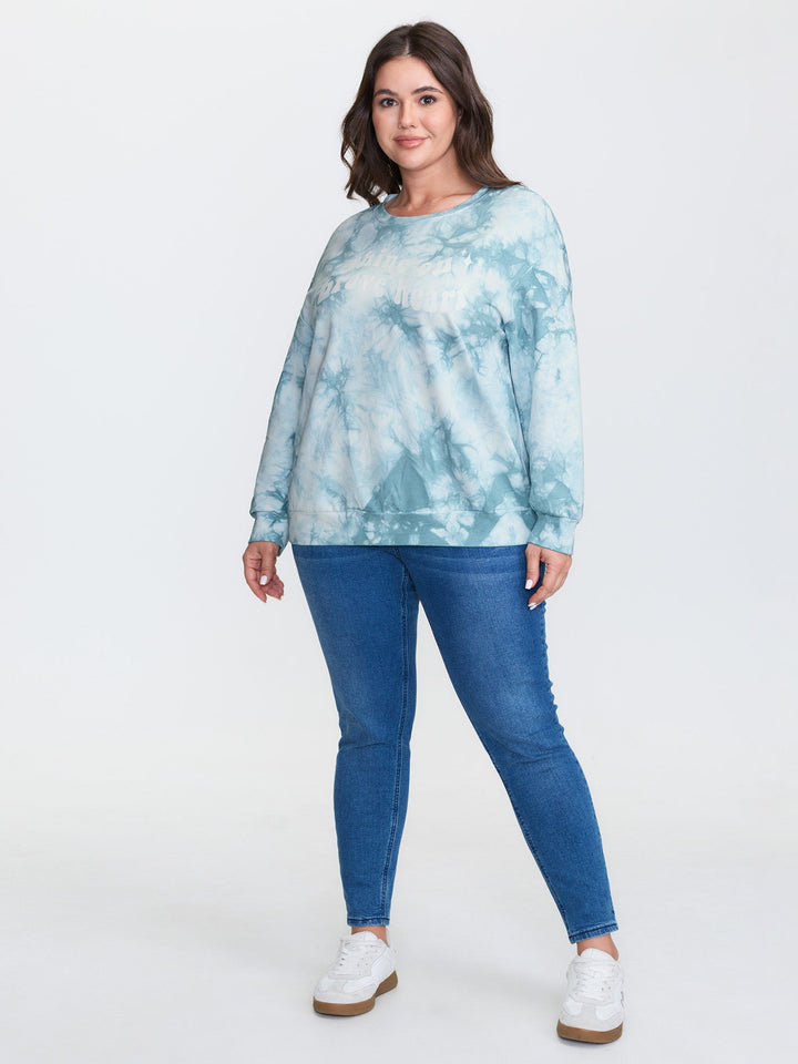 Tie-Dye Positive Affirmation Print Sweatshirt