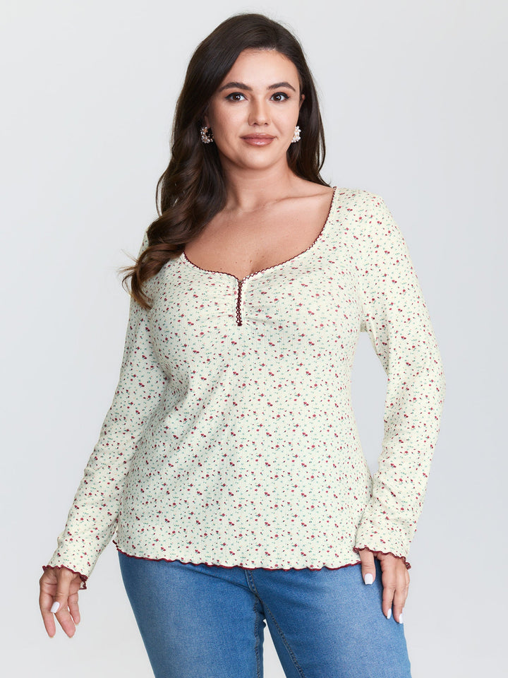 Supersoft Micro Floral Print Knit Top