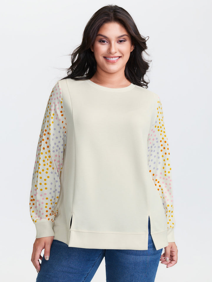 Supersoft Polka Dots Sleeve Sweatshirt