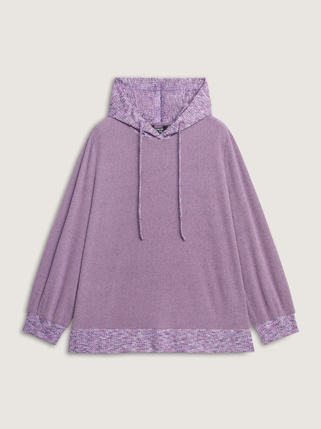 Textured Stretchy Color Contrast Hoodie