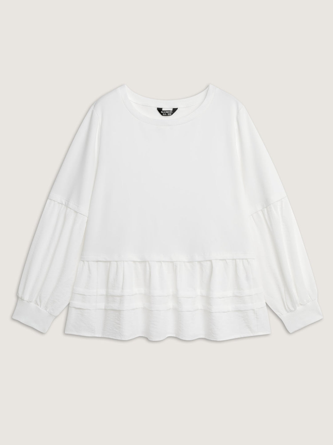 Textured Faux Two-Piece Pleated Sweatshirt