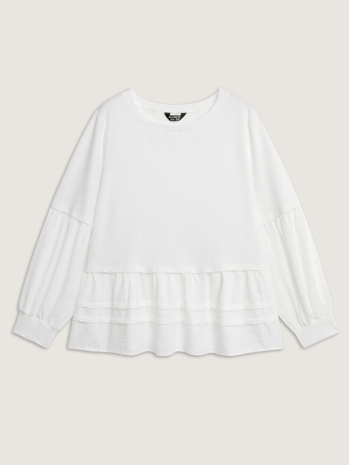 Textured Faux Two-Piece Pleated Sweatshirt