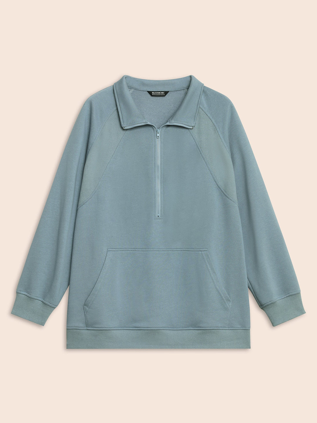 Textured Half Zip Patchwork Sweatshirt