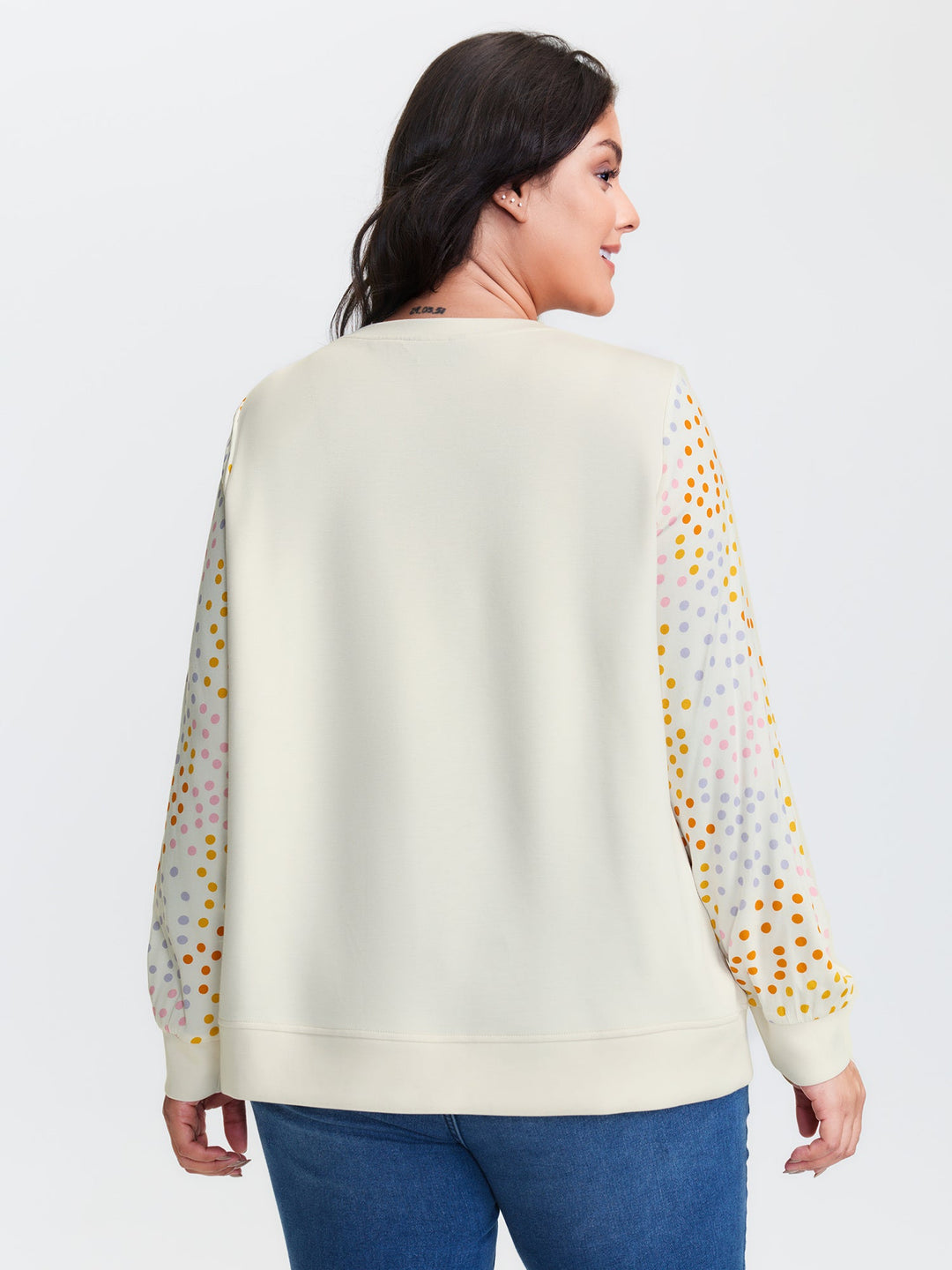 Supersoft Polka Dots Sleeve Sweatshirt