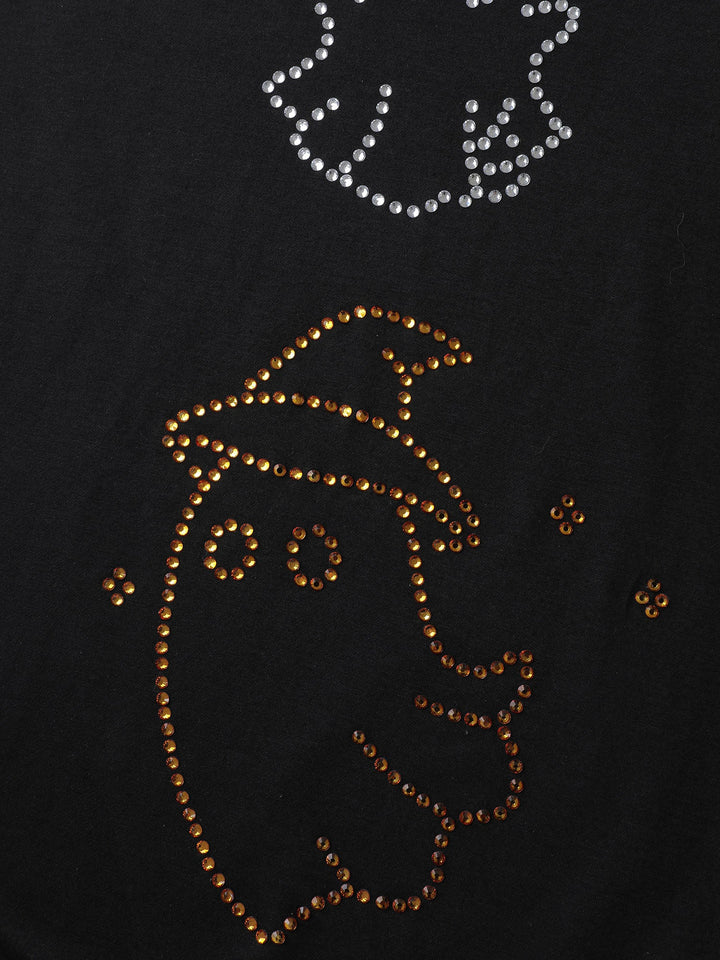 Happy Ghost Sequin Embroidery Sweatshirt