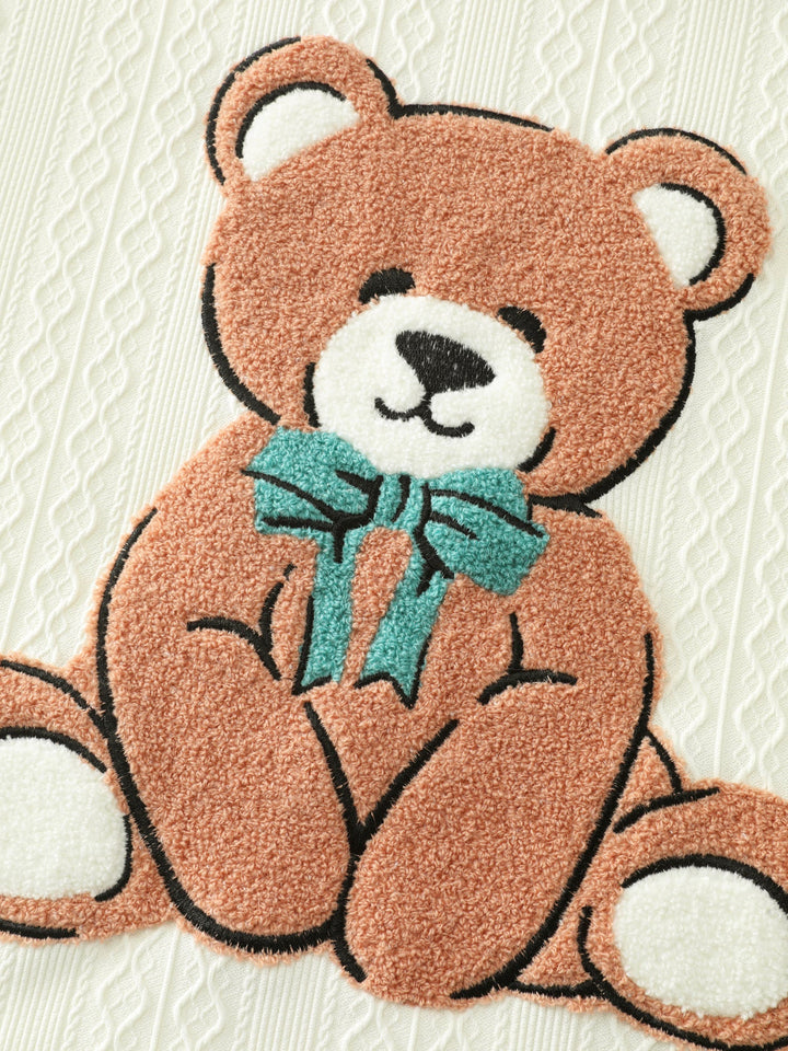 Towel Texture Teddy Embroidery Patchwork Sweatshirt