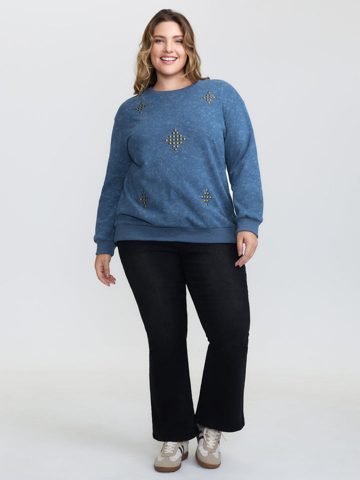 Rivets Detail Vintage Sweatshirt