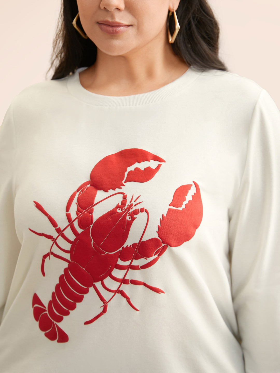 Lobster Pattern Round Neck Sweatshirt