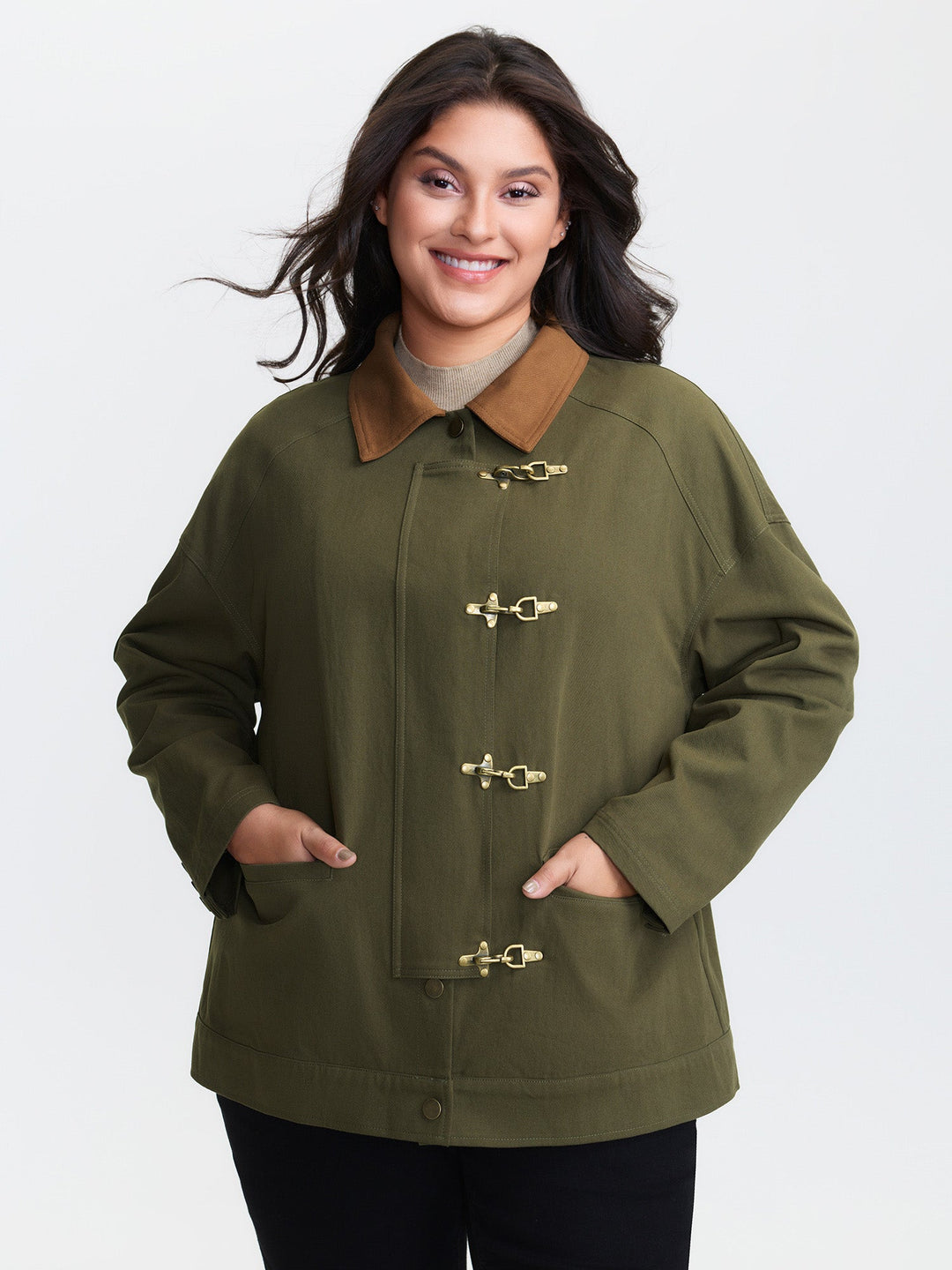 Pure Cotton Color Contrast Button Jacket