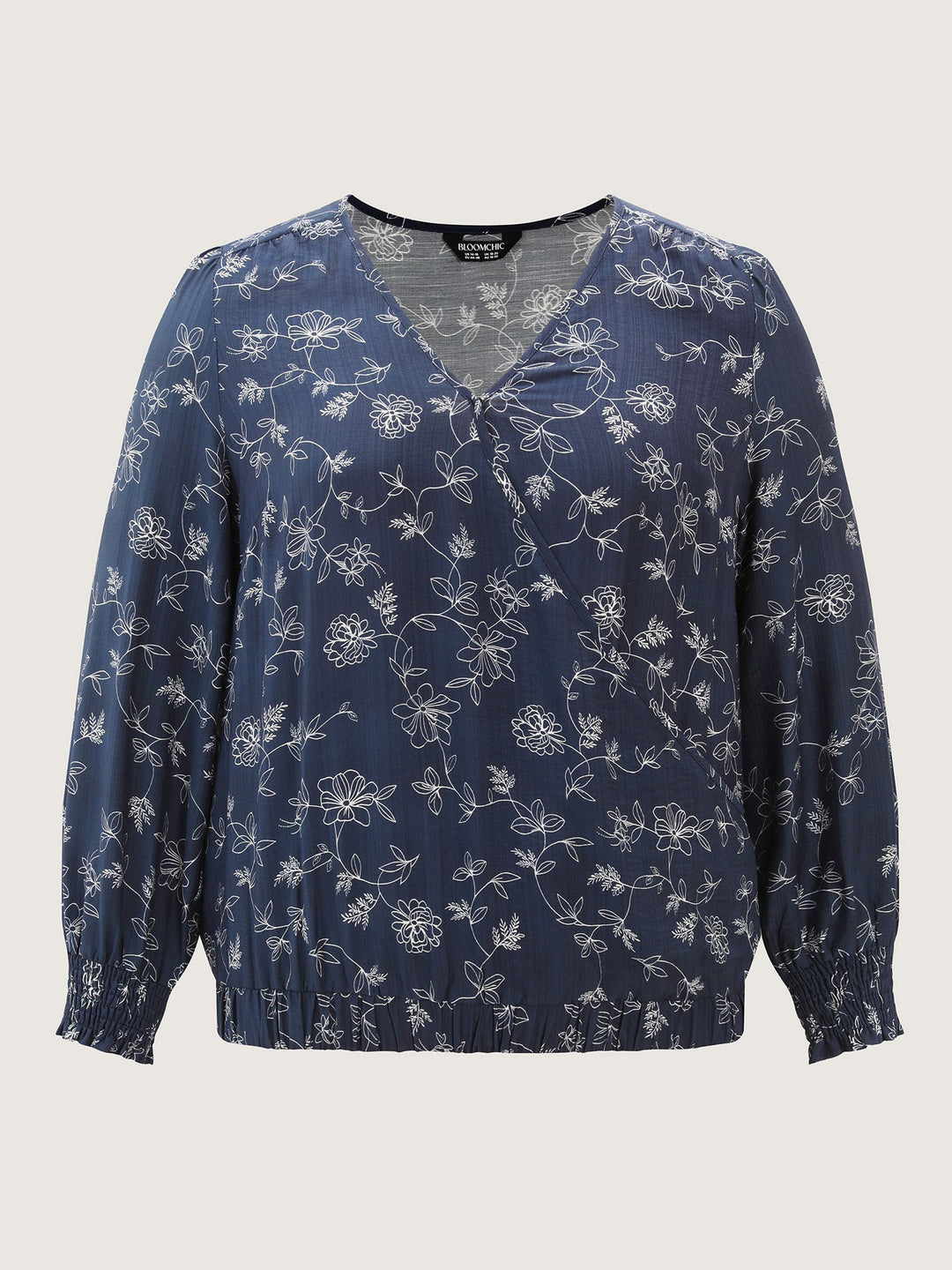 Floral Print Surplice Neck Blouse