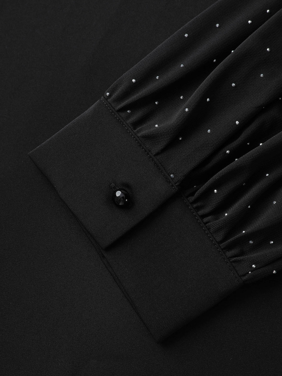 Hotfix Rhinestones Sheer Blouse