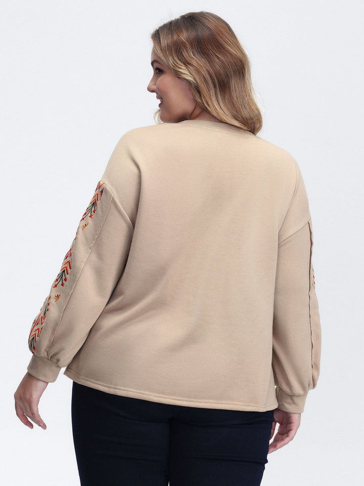 Floral Embroidered Sleeve Sweatshirt
