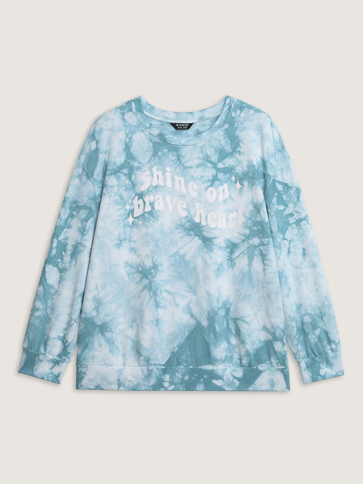 Tie-Dye Positive Affirmation Print Sweatshirt
