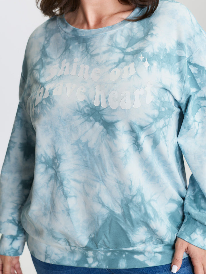 Tie-Dye Positive Affirmation Print Sweatshirt