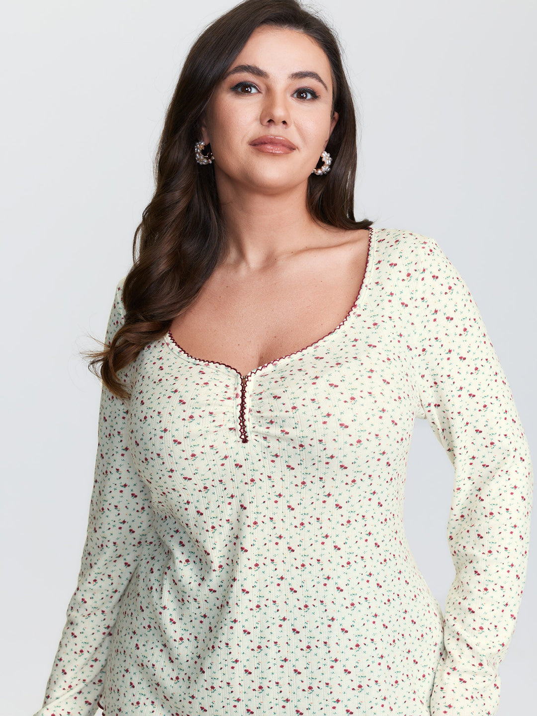 Supersoft Micro Floral Print Knit Top